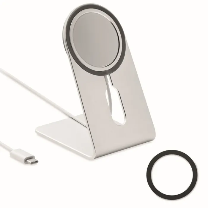 Gift Campaign Caricatore wireless 15W in alluminio con supporto magnetico Alu Stand> Caricabatterie