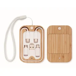 Gift Campaign Caricatore wireless 15W in scatola di bambù con cavetto e 5 connettori></noscript> Caricabatterie