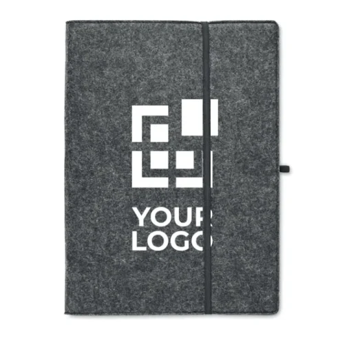 Gift Campaign Cartellette personalizzate A4 a righe con copertina in feltro RPET> Portadocumenti Personalizzati