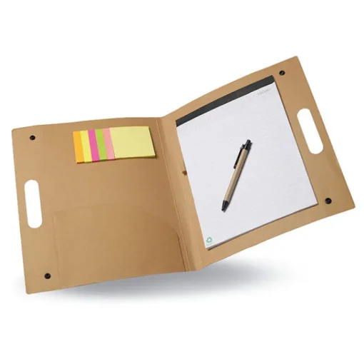 Gift Campaign Cartellina portablocco con logo fogli righe penna blu adesivi EcoStyle> Portadocumenti Personalizzati