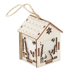 Gift Campaign Casetta in MDF con luce interna e motivi natalizi Decorazione Lampion> Gadget Natalizi