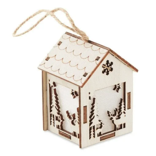 Gift Campaign Casetta in MDF con luce interna e motivi natalizi Decorazione Lampion> Gadget Natalizi