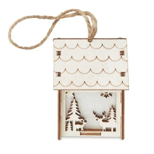 Gift Campaign Casetta in MDF con luce interna e motivi natalizi Decorazione Lampion> Gadget Natalizi