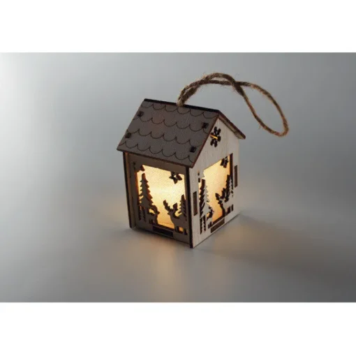 Gift Campaign Casetta in MDF con luce interna e motivi natalizi Decorazione Lampion> Gadget Natalizi