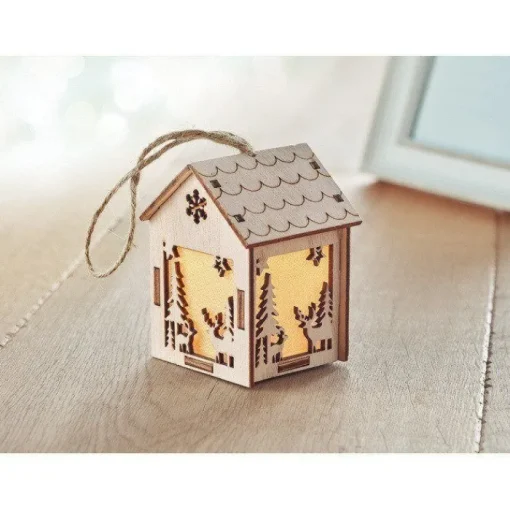 Gift Campaign Casetta in MDF con luce interna e motivi natalizi Decorazione Lampion> Gadget Natalizi