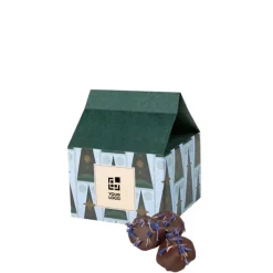 Gift Campaign Casetta natalizia con prugne ricoperte di cioccolato al latte 50g> Cioccolatini