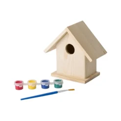 Gift Campaign Casetta per uccelli in legno con colori a tempera e pennello Birdhouse></noscript> Matite Colorate