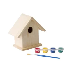 Gift Campaign Casetta per uccelli in legno con colori a tempera e pennello Birdhouse></noscript> Matite Colorate