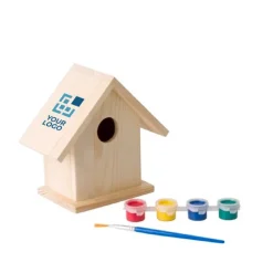 Gift Campaign Casetta per uccelli in legno con colori a tempera e pennello Birdhouse></noscript> Matite Colorate