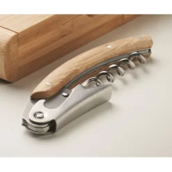 Gift Campaign Cavatappi da sommelier in acciaio inossidabile con manico in bambù></noscript> Coltellini|Cavatappi Personalizzati