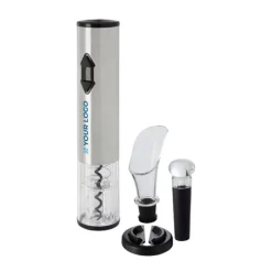 Gift Campaign Cavatappi elettrico con taglia capsule, versatore e tappo Tools></noscript> Cavatappi Personalizzati