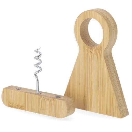 Gift Campaign Cavatappi in bambù e acciaio che funge anche da porta bottiglia> Gadget Per Vino