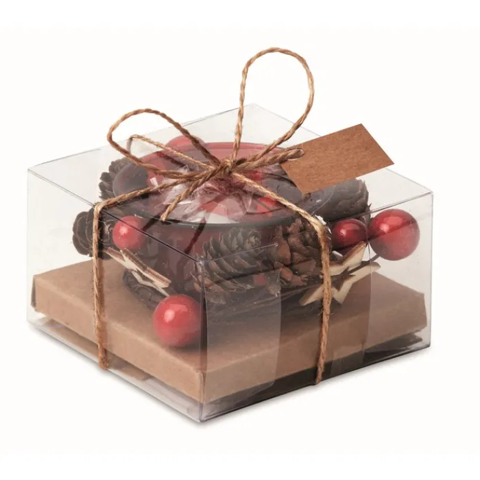 Gift Campaign Centrotavola natalizio con candela pigne, palline e stelline PineTree> Gadget Natalizi