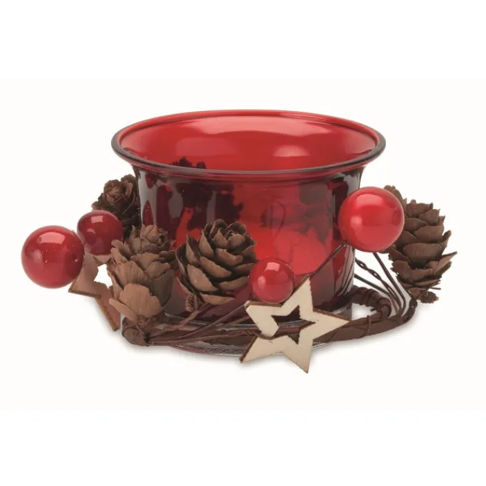 Gift Campaign Centrotavola natalizio con candela pigne, palline e stelline PineTree> Gadget Natalizi