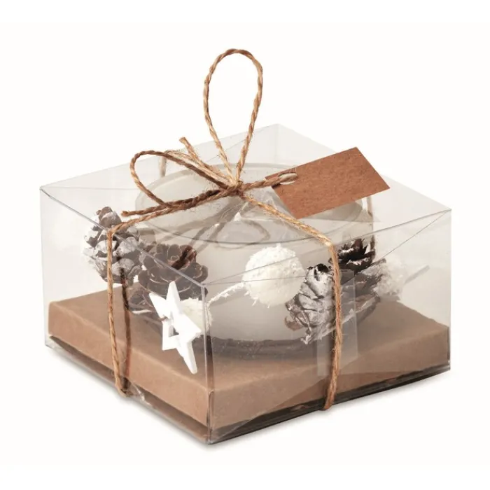Gift Campaign Centrotavola natalizio con candela pigne, palline e stelline PineTree> Gadget Natalizi