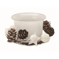 Gift Campaign Centrotavola natalizio con candela pigne, palline e stelline PineTree><noscript><img width=