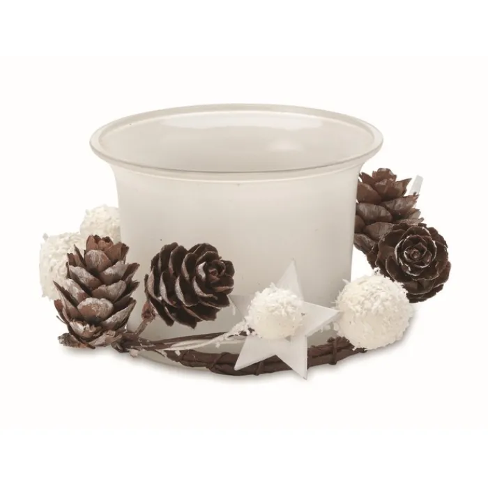 Gift Campaign Centrotavola natalizio con candela pigne, palline e stelline PineTree> Gadget Natalizi