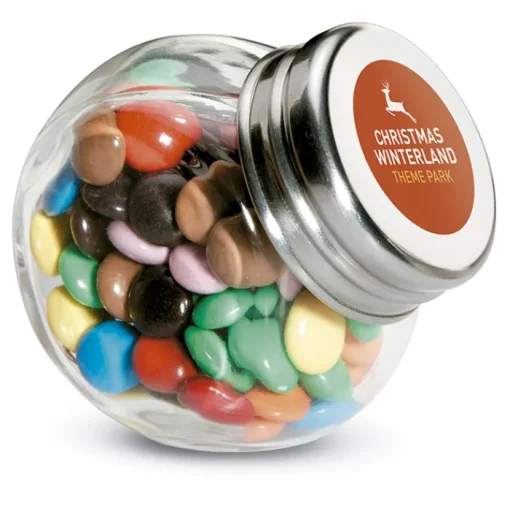 Gift Campaign Cioccolatini promozionali tipo smarties in barattolo di vetro> Cioccolatini