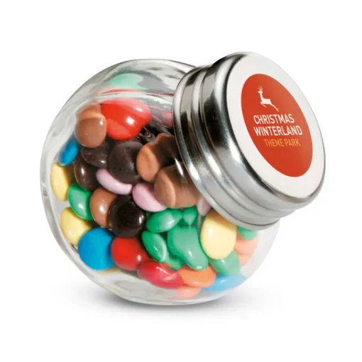 Gift Campaign Cioccolatini promozionali tipo smarties in barattolo di vetro> Cioccolatini