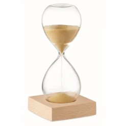 Gift Campaign Clessidra 5 min in vetro borosilicato con base in legno di pino Time> Altri Gadget Pubblicitari|Gadget Per L'Ufficio