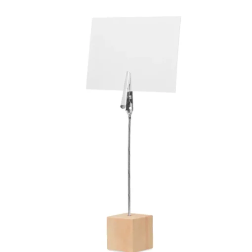 Gift Campaign Clip portafoto pubblicitaria con base cubica in Wood> Gadget Per L'Ufficio