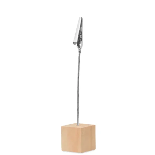 Gift Campaign Clip portafoto pubblicitaria con base cubica in Wood> Gadget Per L'Ufficio