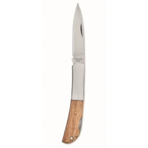 Gift Campaign Coltellino pieghevole in acciaio inox con manico in di acacia> Coltellini