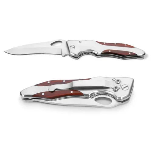 Gift Campaign Coltellino tascabile in acciaio e legno con chiusura di sicurezza> Coltellini