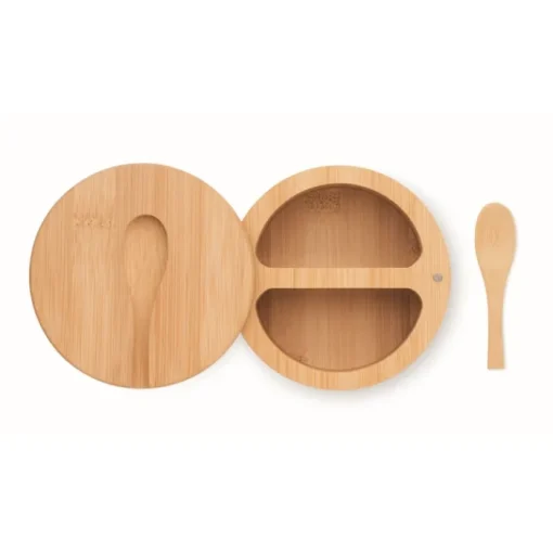 Gift Campaign Contenitore in bambù con 2 scomparti per sale e pepe con cucchiaino> Altri Utensili Da Cucina
