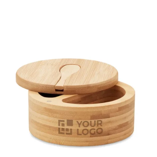Gift Campaign Contenitore in bambù con 2 scomparti per sale e pepe con cucchiaino> Altri Utensili Da Cucina