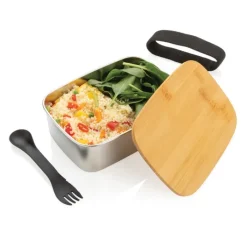 Gift Campaign Contenitori take away personalizzati posate e tappo in bambú 1,5L Bamboo> Porta Pranzo