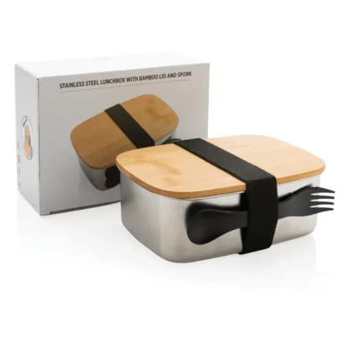 Gift Campaign Contenitori take away personalizzati posate e tappo in bambú 1,5L Bamboo> Porta Pranzo