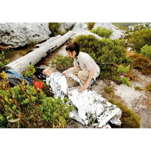 Gift Campaign Coperta di emergenza personalizzata in sacchetto RPET Help> Gadget Per Auto