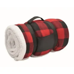 Gift Campaign Coperta di pile a quadri foderata in sherpa rPET e poliestere 230g/m²> Coperte
