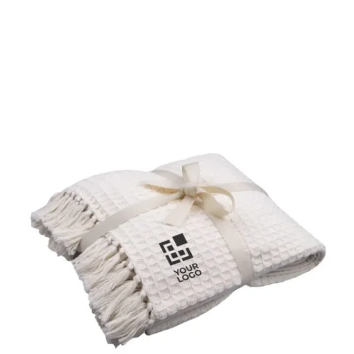 Gift Campaign Coperta in cotone promozionale con nastrino con logo Plaid Cotton> Coperte