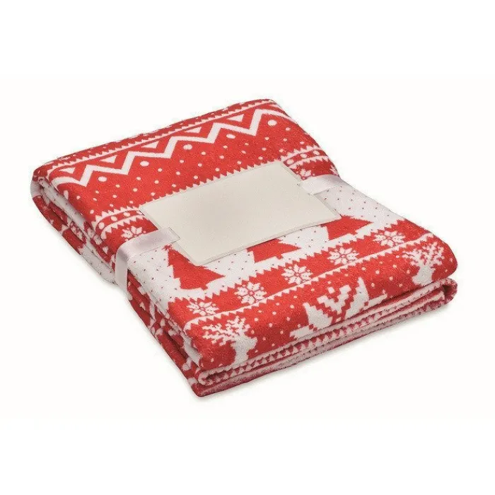 Gift Campaign Coperta in pile corallo rPET da 190 gr/m² con stampa natalizia> Coperte|Gadget Natalizi