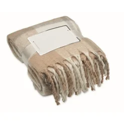 Gift Campaign Coperta in poliestere rPET mohair con disegno a quadri e frange> Coperte