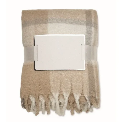 Gift Campaign Coperta in poliestere rPET mohair con disegno a quadri e frange> Coperte