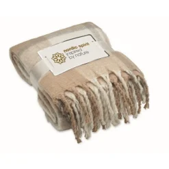 Gift Campaign Coperta in poliestere rPET mohair con disegno a quadri e frange></noscript> Coperte