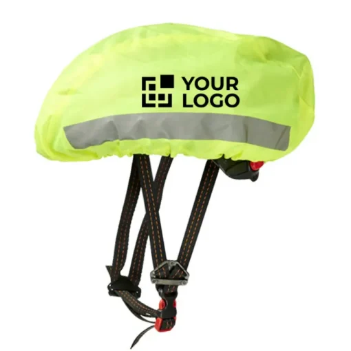 Gift Campaign Copri casco promozionale fluo per bici con fasce riflettenti Reflex> Gadget Per Bicicletta|Impermeabili