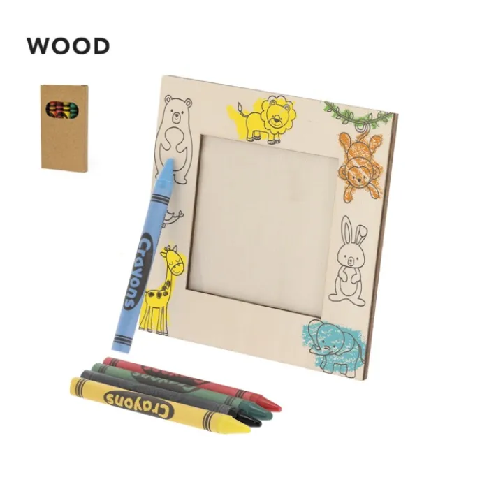 Gift Campaign Cornice in legno con disegni di animali da colorare con pastelli> Giochi E Passatempo