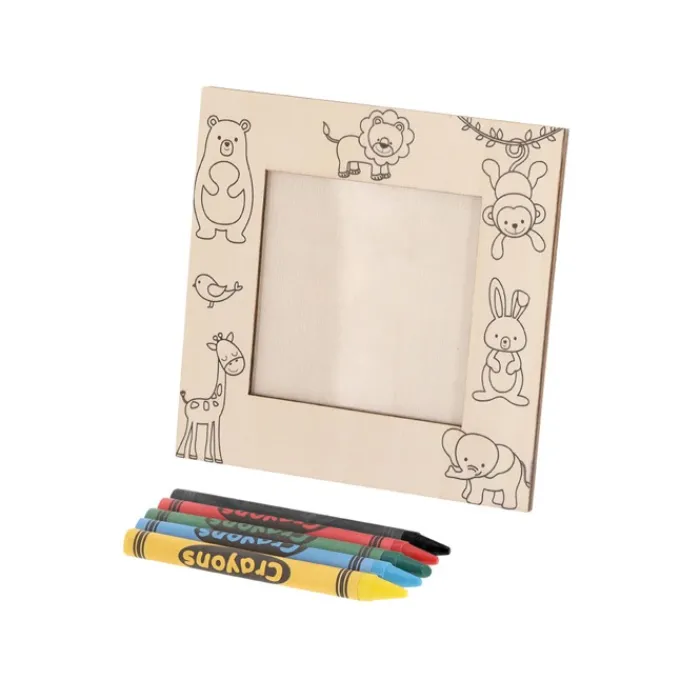 Gift Campaign Cornice in legno con disegni di animali da colorare con pastelli> Giochi E Passatempo