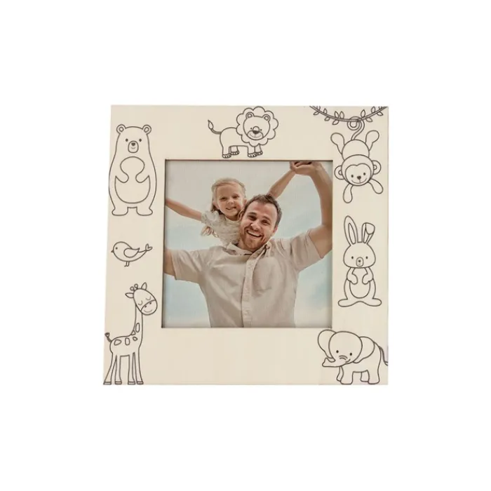 Gift Campaign Cornice in legno con disegni di animali da colorare con pastelli> Giochi E Passatempo