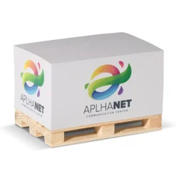 Gift Campaign Cubo post-it con 530 foglietti lisci FSC su pallet in legno 12x8x6 cm> Block Notes