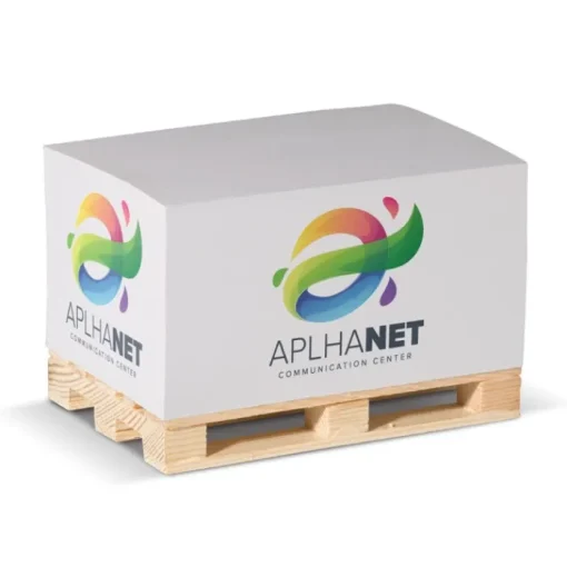 Gift Campaign Cubo post-it con 530 foglietti lisci FSC su pallet in legno 12x8x6 cm> Block Notes