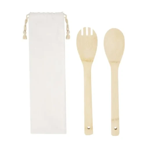 Gift Campaign Cucchiaio e forchetta in legno per insalata con sacchetto Bamboo> Altri Utensili Da Cucina