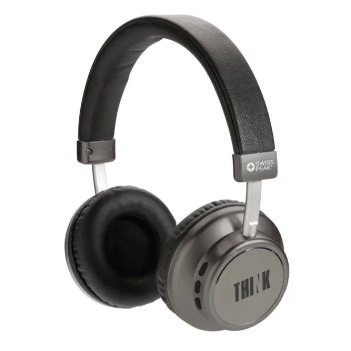 Gift Campaign Cuffie stereo con logo senza fili comode e di alta qualità Swiss Peak> Gadget Palestra|Cuffie Personalizzate