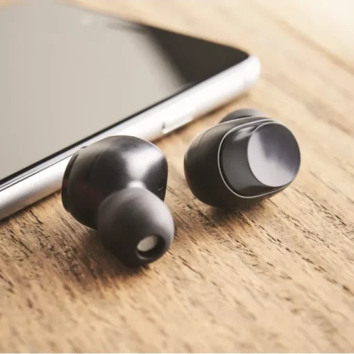 Gift Campaign Cuffiette TWS personalizzati con custodia di ricarica da 180 mAh Small> Auricolari Personalizzati
