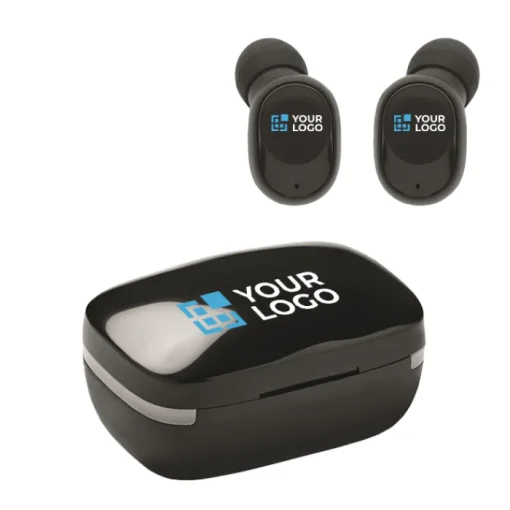 Gift Campaign Cuffiette TWS personalizzati con custodia di ricarica da 180 mAh Small> Auricolari Personalizzati