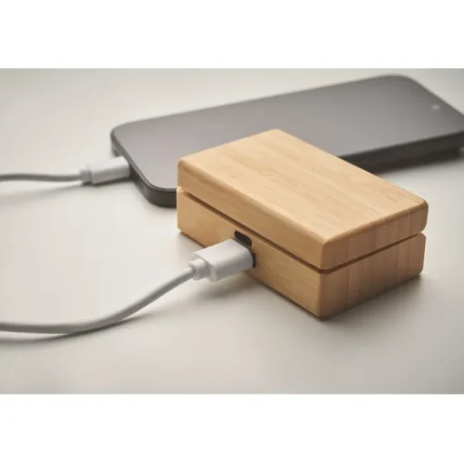 Gift Campaign Cuffiette wireless 5.3 con microfono integrato in custodia di bambù> Auricolari Personalizzati